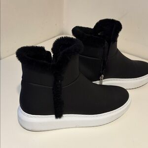 Aquatalia Black and White Fur-Lined Boots